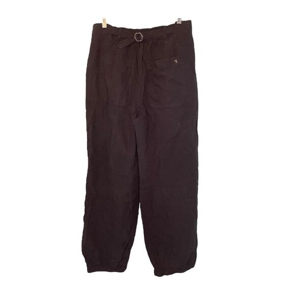 Pilcro Anthropologie Boot Tuck Parachute Pants‎ Black Linen Mix Jogger Hem 28 - Picture 6 of 9